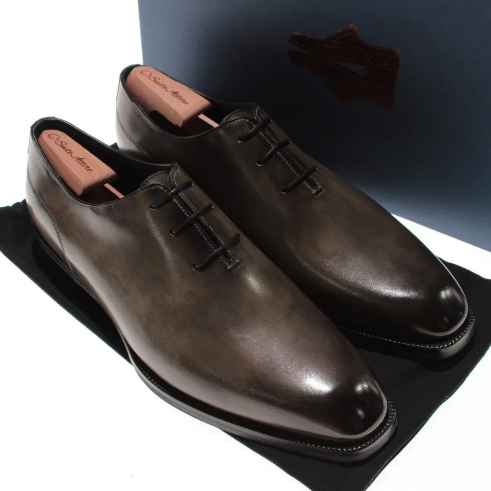 Di Bianco NWB Oxford Dress Shoes Size 44 (US 11) in Green Leather Made in Italy
